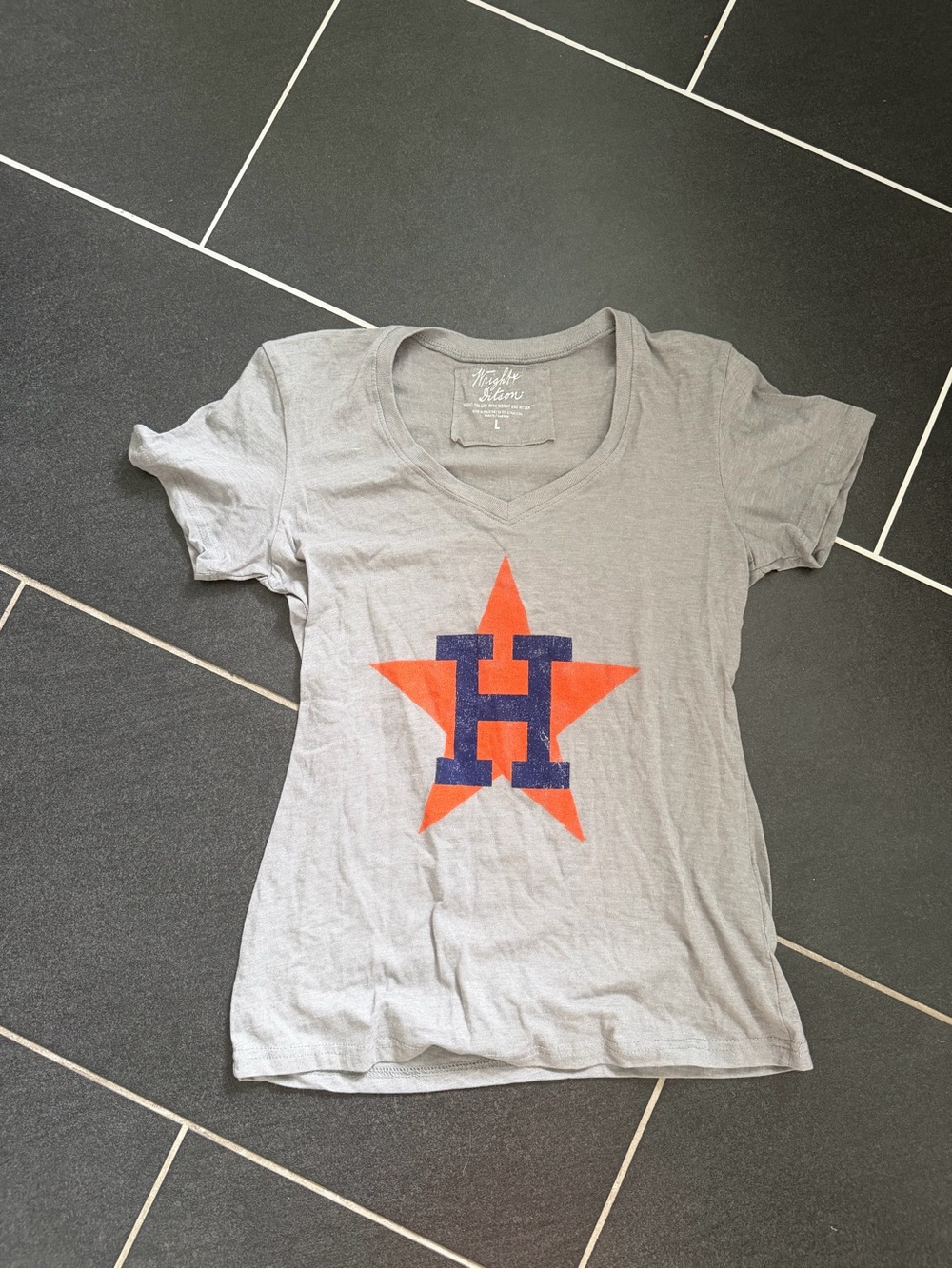 Wright & Ditson Houston Astros Girls YL T-Shirt Washed Gray MLB fits like XS